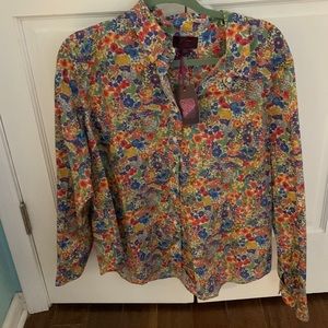Plus Size J Crew flowered Cotton Blouse